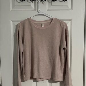 Women's Pink Long Sleeve Top Distressed